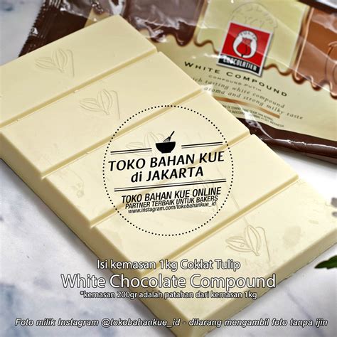 Jual Tulip White Chocolate Compound 200gr Coklat Tulip Batang Cokelat