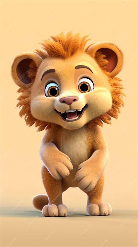 Premium Ai Image Cute Lion Character Full Body 3d Render Isolated One