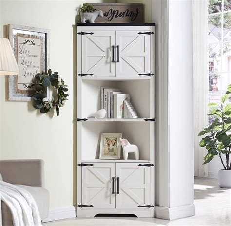 Jxqtlingmu Farmhouse Corner Cabinet Tall Corner Bathroom Storage