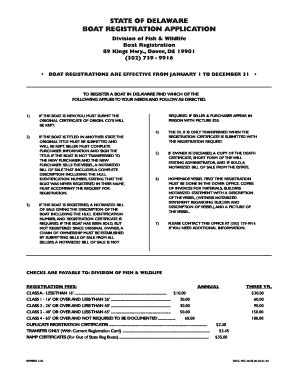 Boat Registration Application State Of Delaware Form Fill And Sign