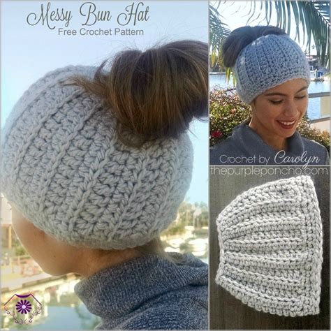 Messy Bun Crochet Hat Free Pattern