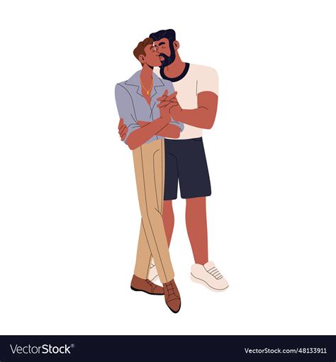 Gay Couple Lgbt Men Love Partners Kissing With Vector Image