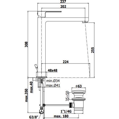 Elle EL081KCR Serie Paffoni verlängerte Waschtischbatterie mit Clic