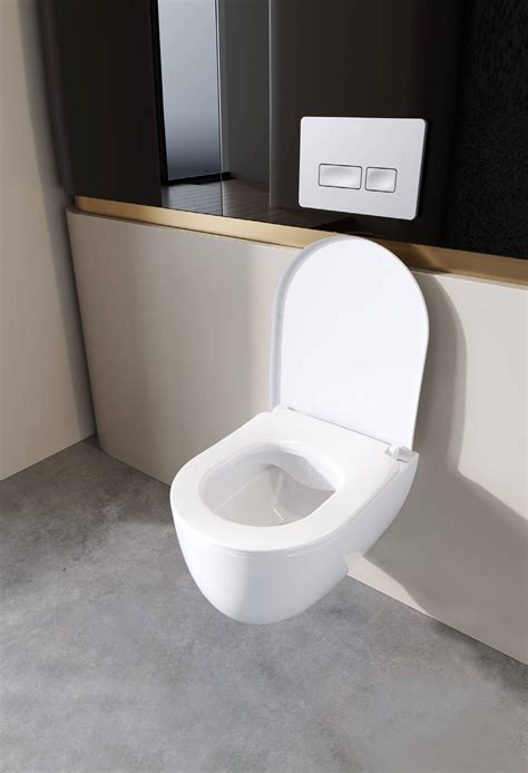 Конзолна тоалетна чиния без ръб 48см с плавен капак WHITE GLOSSY | Rosco