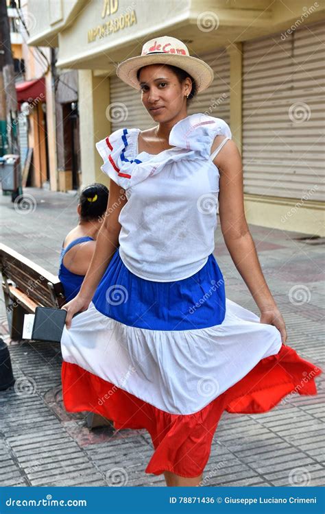 Santo Domingo Dominican Republic Girl In Traditional Dominican Dress El Conde Street