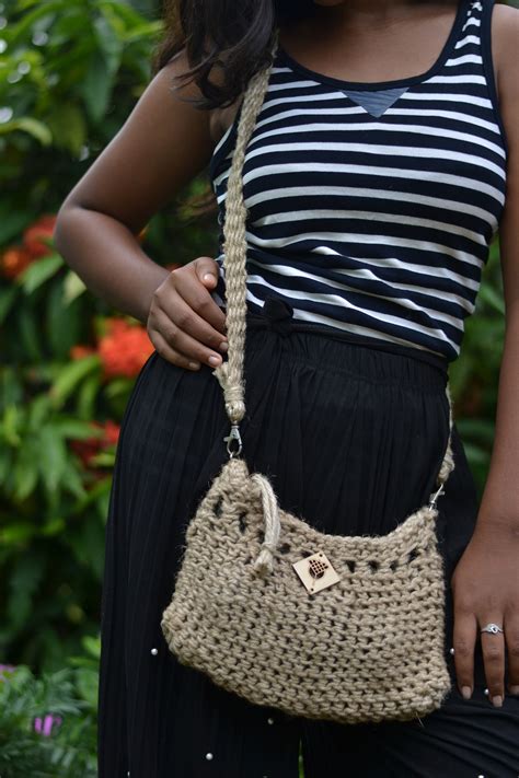 Handmade Macrame Jute Reversed Sling Bag Cross Body Bag Etsy