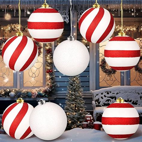 Amazon 8 Pack Large Christmas Ball Ornaments 6 Inch Jumbo Glitter