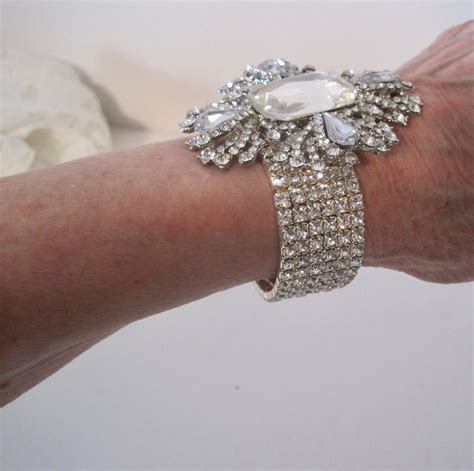 Crystal Rhinestone Cuff Brooch Bracelet Wrist Corsage Bride Etsy