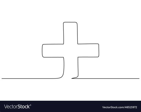 Medical cross one continuous art line drawing Vector Image