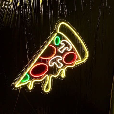 Pizza Slice Led Neon Sign Wall Decor Wall Sign Neon Etsy