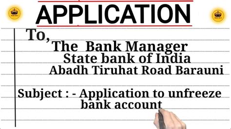 Application For Unfreeze Bank Account Youtube