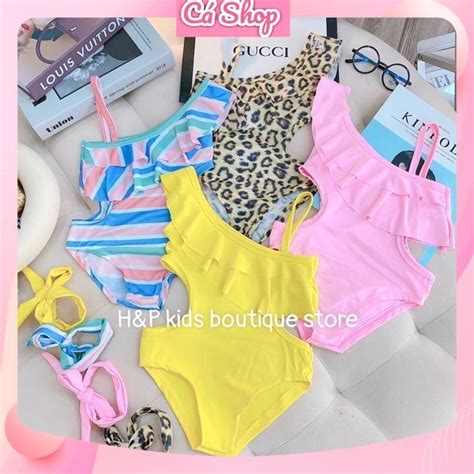 Xả Bikini bộ đồ bơi khoét eo nơ lưng các loại cho bé gái Shopee Việt Nam