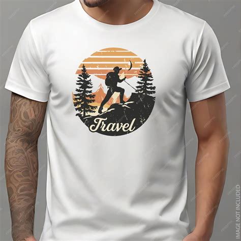 Desenho De Camiseta De Viagem De Aventura Vetorial De Silhueta De Homem