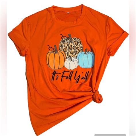 Unbranded Tops Leopard Pumpkin Print Fall Tshirt Its Fall Yall