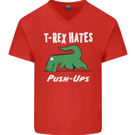 T Rex Hates Push Ups Gym Funny Dinosaurs Mens V Neck Cotton T Shirt Ebay