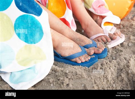 Childrens Feet In The Sand Stock Photo Alamy