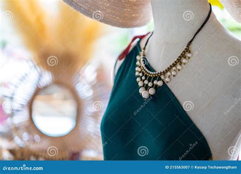 Bead Necklace On Mannequin Stock Image Image Of Necklace 215563007