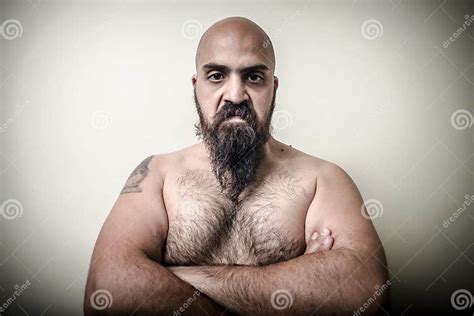 Super Power Angry Muscle Bearded Man Stock Image Image Of Angry