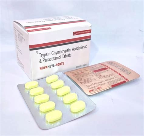 Trypsin Chymotrypsin Aceclofenac And Paracetamol Tablets At Best Price