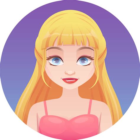 Avatar, icon of trendy pink doll with big blue eyes and blonde hair ...