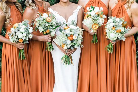 Fall Bridesmaids Dresses Burnt Orange Signature Multiway Gowns By