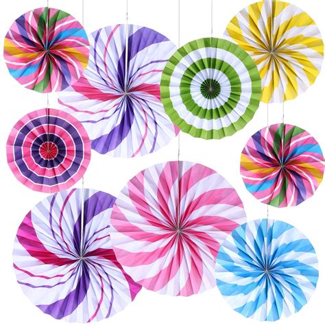 outus  pcs candyland hanging paper fans decorations candy party