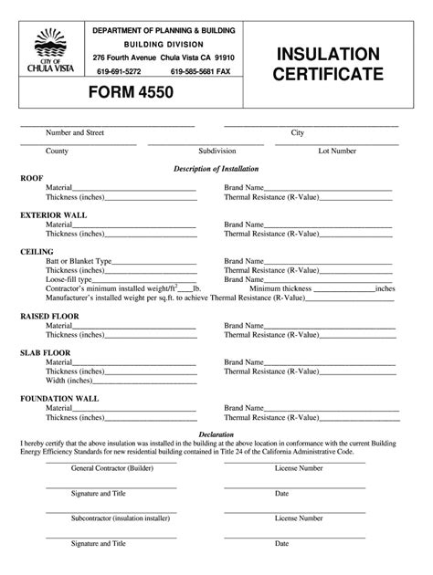 Insulation Certificate Fill Online Printable Fillable Blank