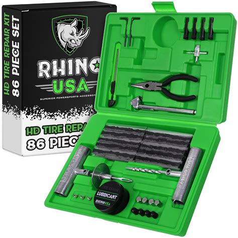 Rhino USA Tire Plug Repair Kit 56 Piece Fix Punctures Plug Flats