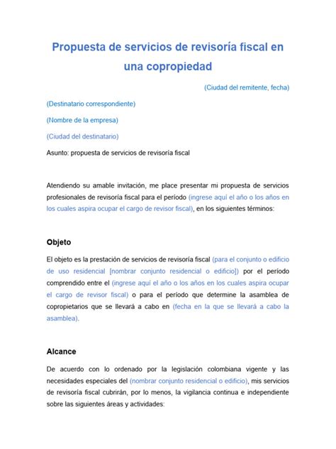 Vb22 Propuesta Servicio Revisoria Fiscal Copropiedad Pdf Condominio