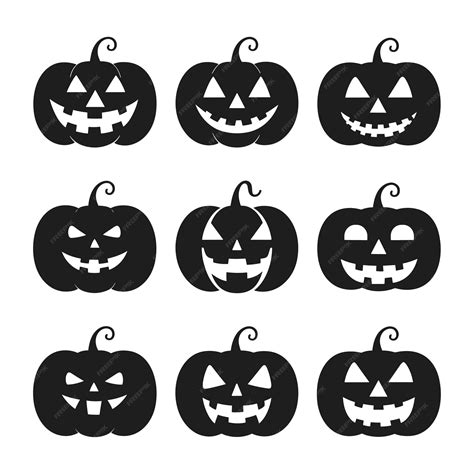 Premium Vector A Set Of Halloween Pumpkins Silhouette Vector