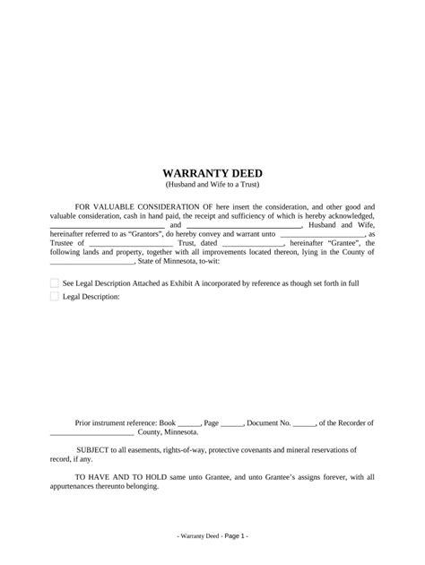 Warranty Deed From Husband And Wife To A Trust Minnesota Form Fill Out And Sign Printable Pdf