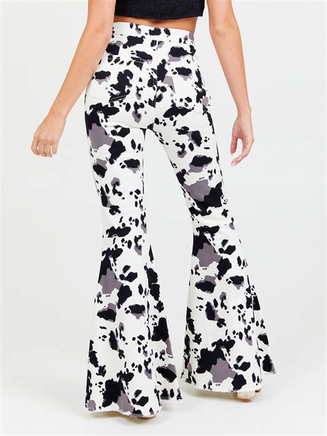 Cow Print Flare Jeans Arula