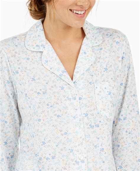 Miss Elaine Womens Floral Print Knit Pajama Set Macys