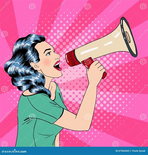 Pop Art Style Woman With Megaphone Stock Vector Illustration Of Hands