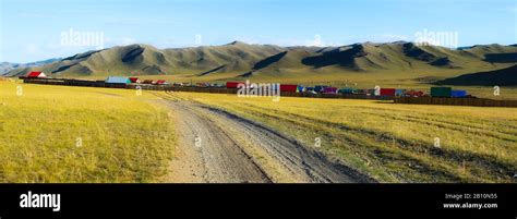 Village In The Mongolian Steppe Mongolia Stock Photo Alamy