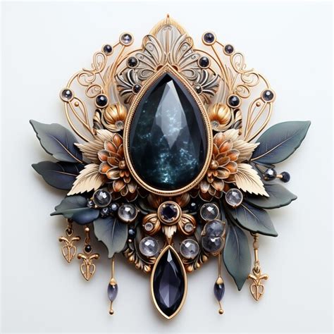 Premium Photo There Is A Brooch With A Blue Stone Surrounded By