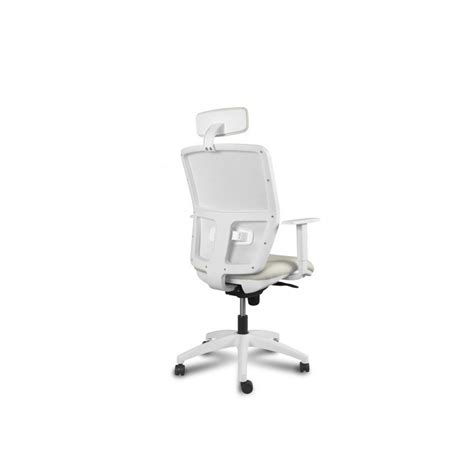 Silla ergonómica de oficina modelo Kerry White de Vincolo con cabezal