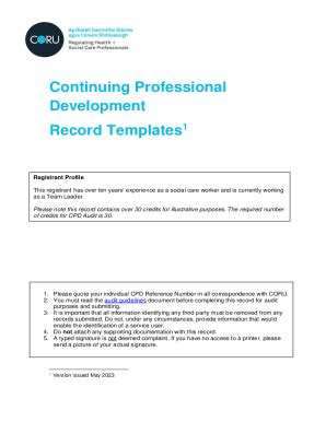 Fillable Online Continuing Professional Development Record Templates