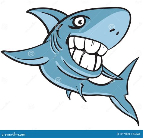 Great White Shark With Big Human Teeth Stock Vector - Illustration of ...