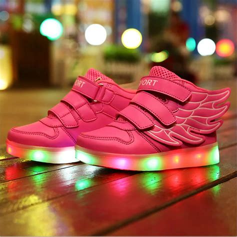 Kids Sneakers Fashion Luminous Lighted Colorful USB Charging LED Lights ...