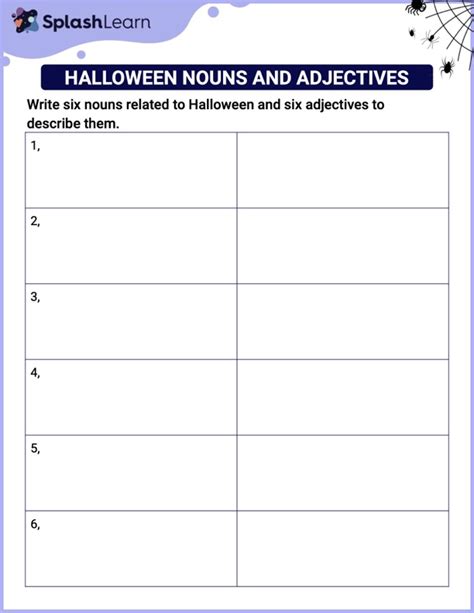 Halloween Nouns And Adjectives Worksheet