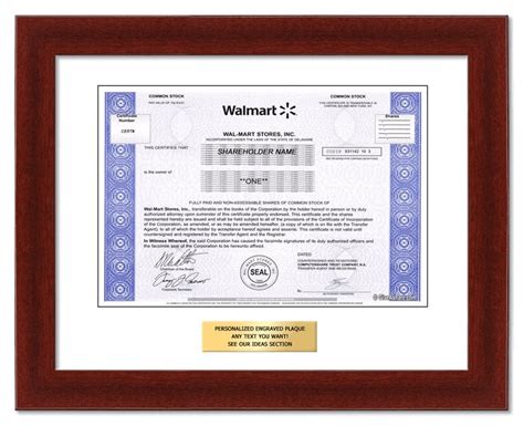 Wal-Mart Personalized Replica Stock Certificate