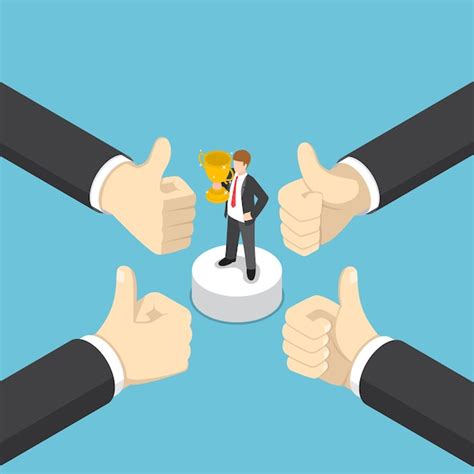 Premium Vector Flat 3d Isometric Businessman Hands Show Thumb Up