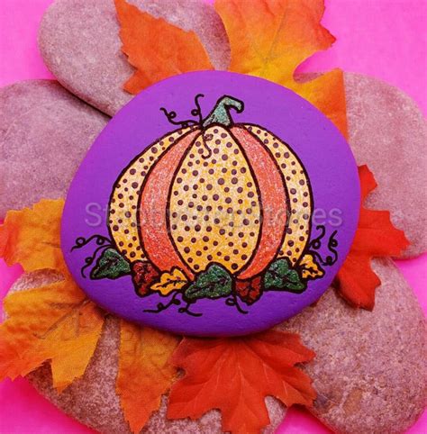 Downloadable Dotted Pumpkin Rock Painting Tutorial - Etsy