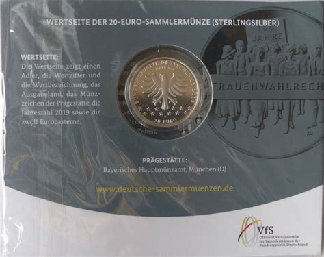 Bundesrepublik Deutschland 20 Euro 2019 D 20 Euro Sammlermünze 100