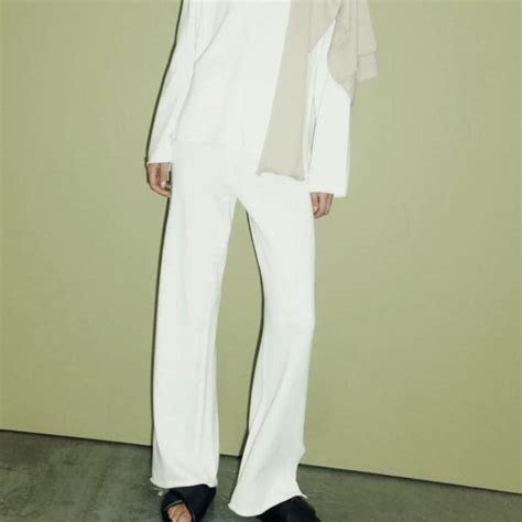 Nude Lucy White High Waisted Knit Pants Size M Depop