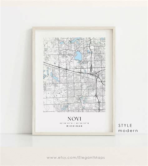 Novi Michigan Map Novi MI Map Novi City Print Novi Poster - Etsy