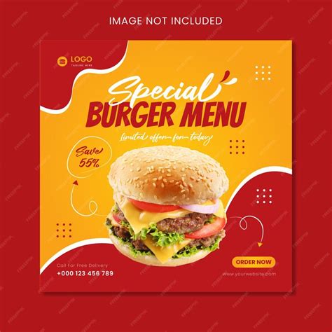 Spezielles Burger Menü Social Media Instagram Post Web Banner Oder