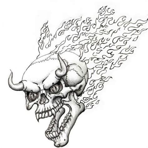 Fire Skull Coloring Pages Clip Art Library