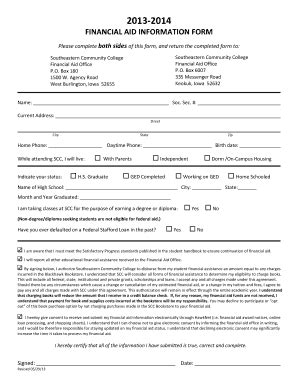 Fillable Online Scciowa Financial Aid Information Form